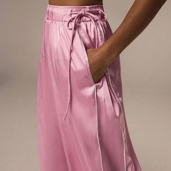 Pink Contemporary Women's Satin Pants - Picture 3 of 5
